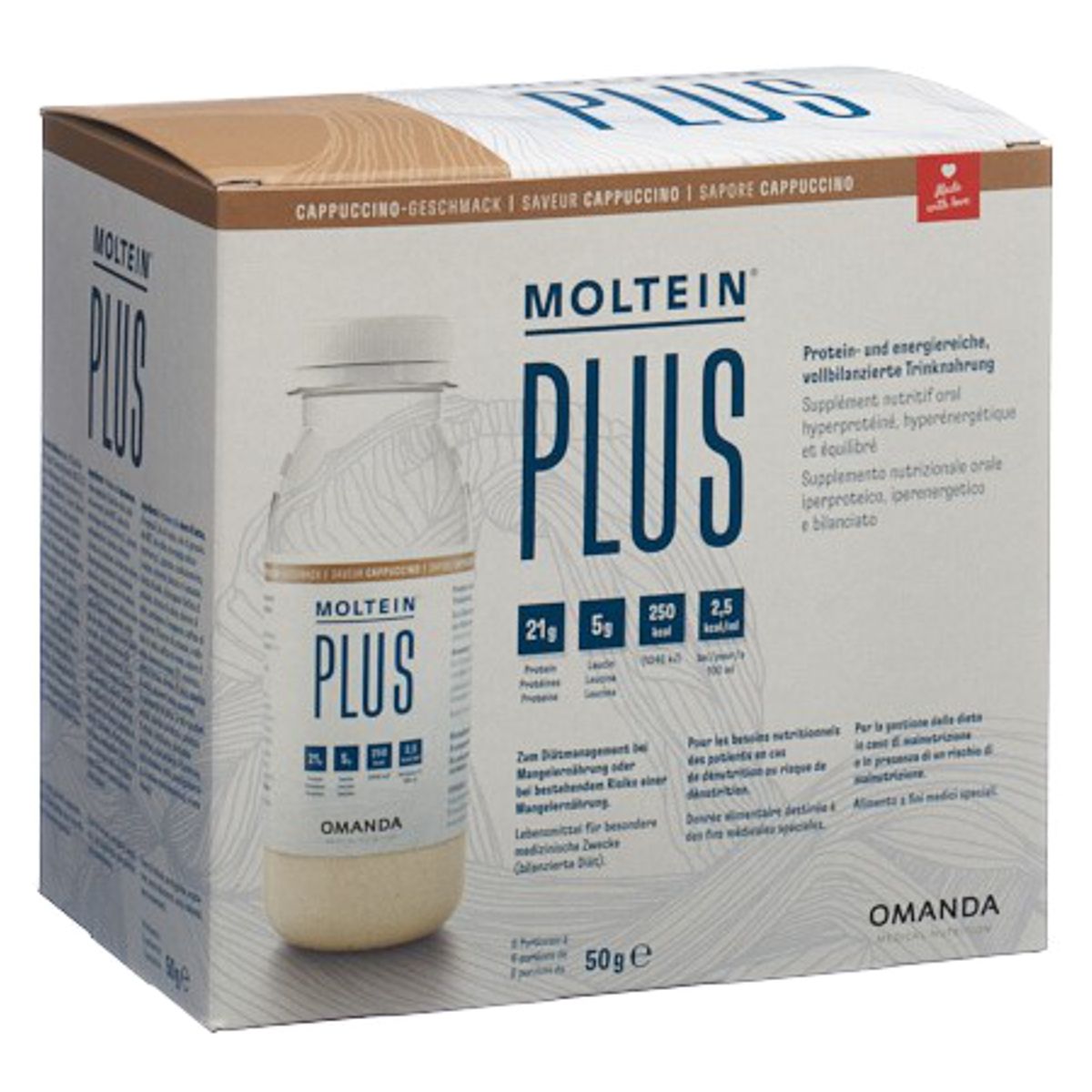 Moltein Plus 2.5 Cappuccino 6 Flaschen 50 g