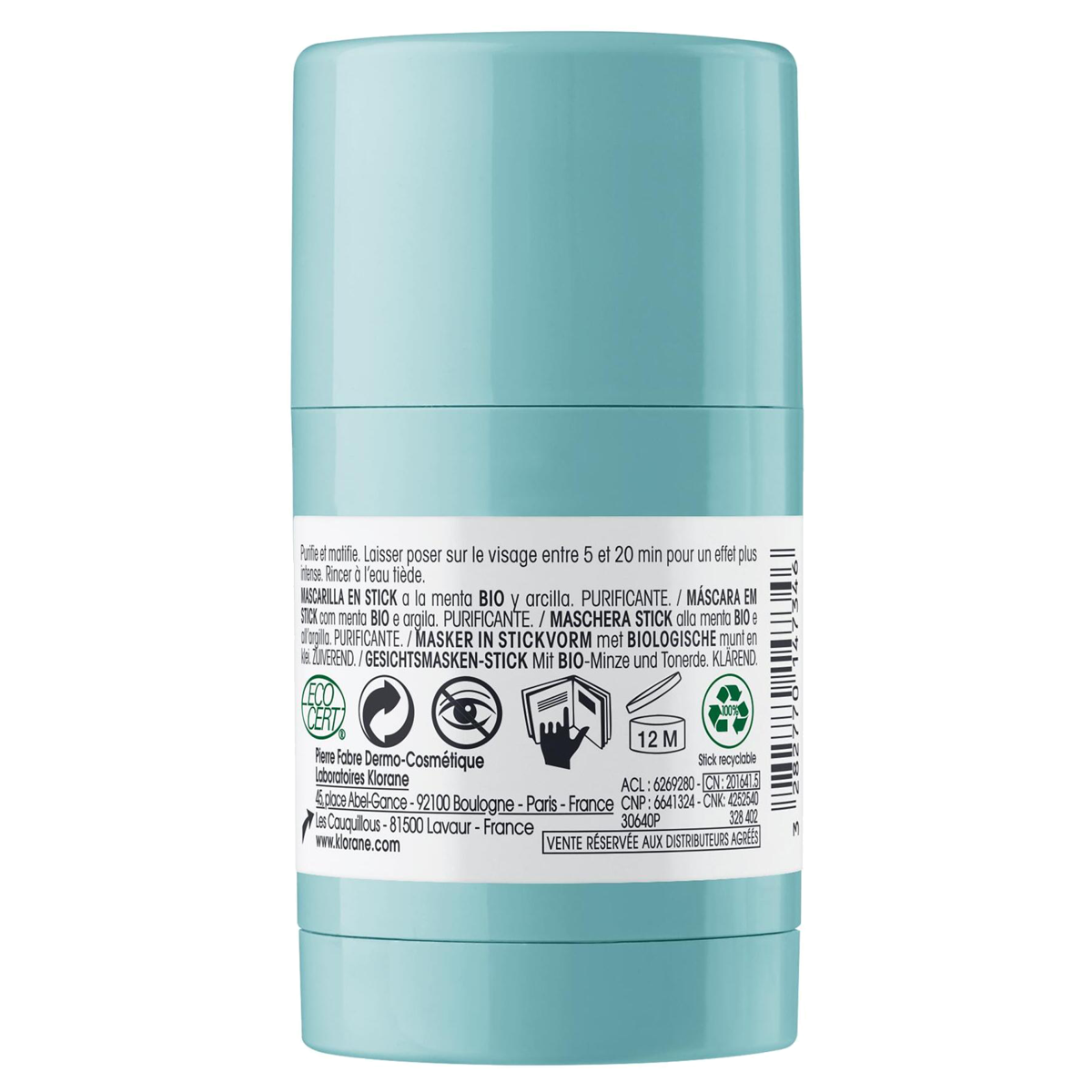 Klorane Wasserminze Bio Stick Gesichtsmaske 25 ml