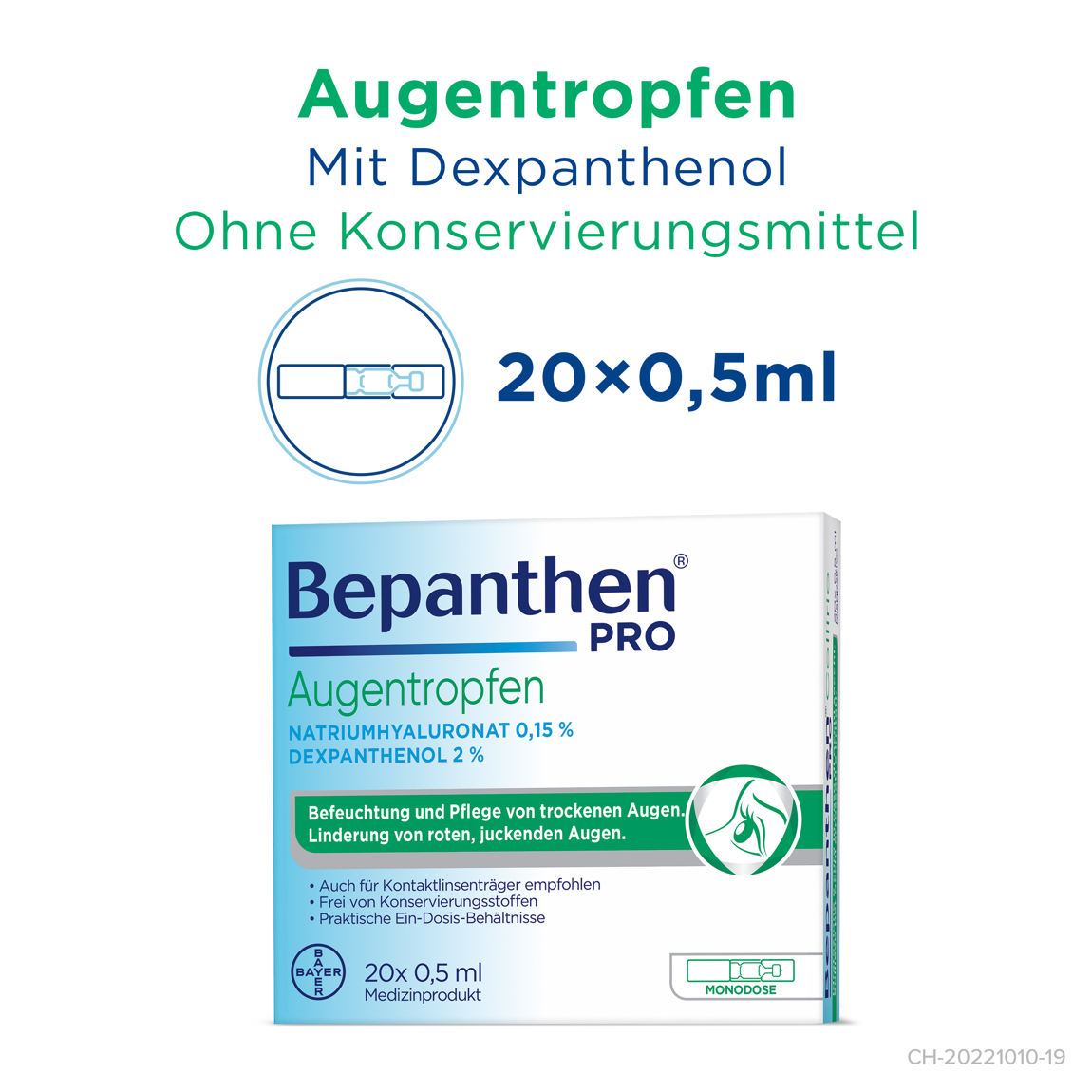 Bepanthen Pro Augentropfen 20 Monodosen mit Dexpanthenol und ohne Konservierungsstoffe