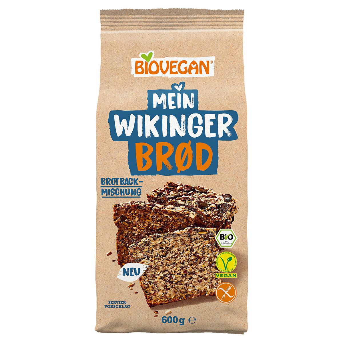 Biovegan Mein Wikinger Brod Brotbackmischung vegan 600 g Biovegan Mein Wikinger Brod Brotbackmischung vegan 600 g