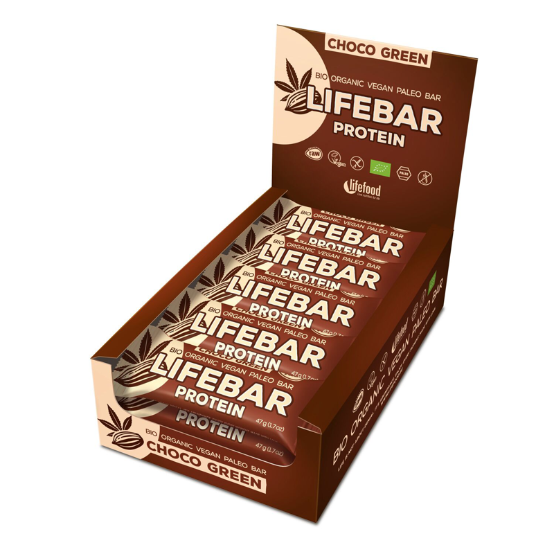 Lifebar Protein Choco Green Riegel bio Display 15x 47 g