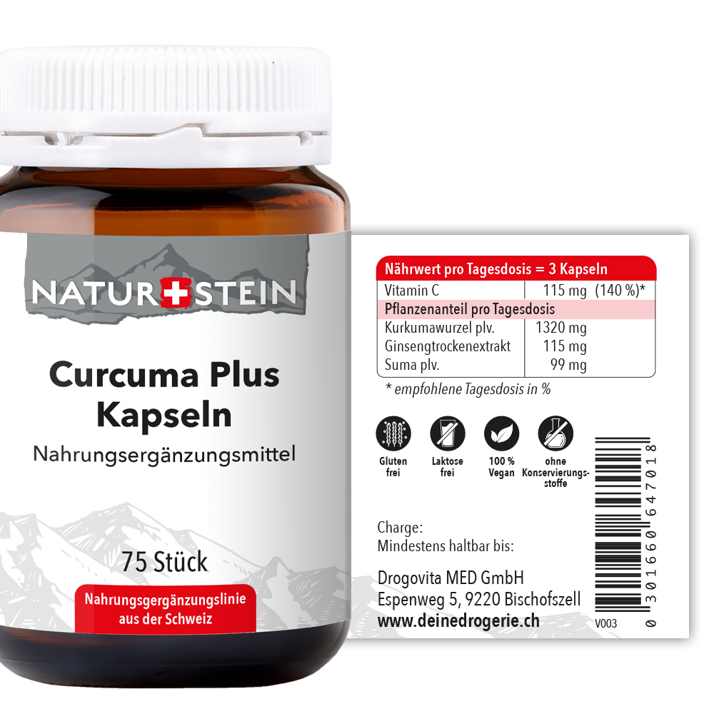 Naturstein Curcuma plus Kapseln 75 Stück Naturstein Curcuma plus Kapseln 75 Stück