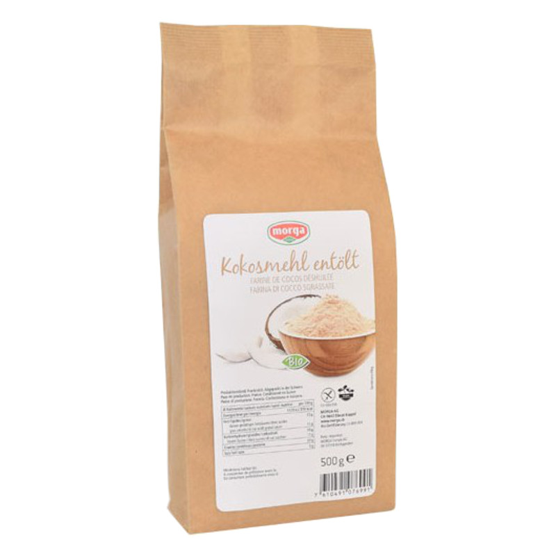 MORGA Kokosmehl entölt glutenfrei Bio 500 g MORGA Kokosmehl entölt glutenfrei Bio 500 g