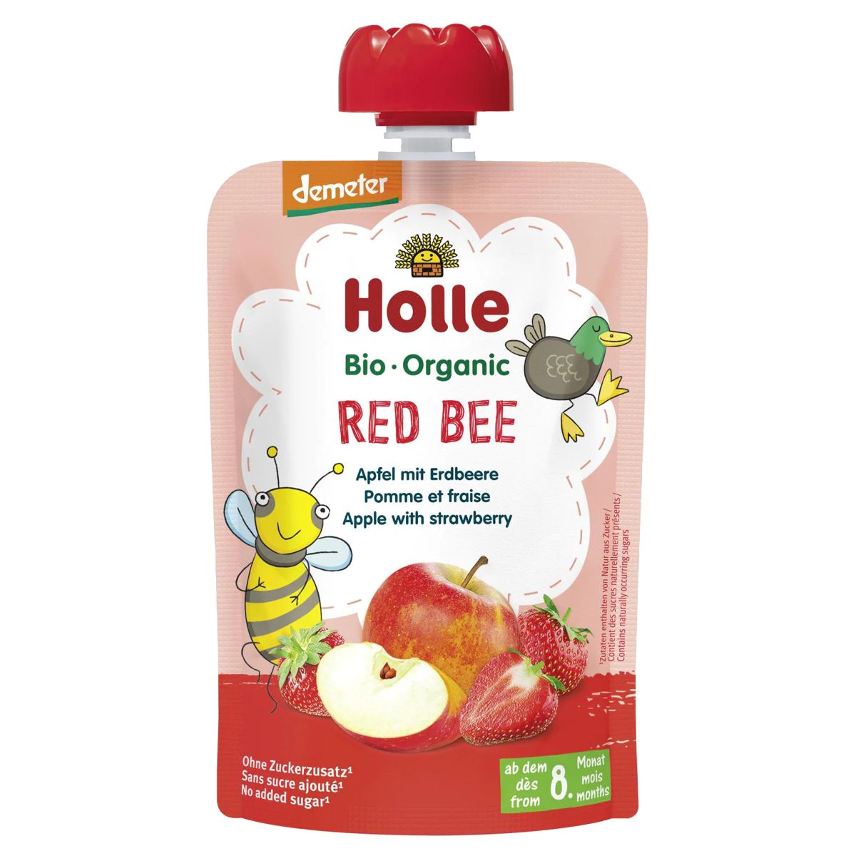 Holle Red Bee Pouchy Apfel Erdbeere 6x 100 g Holle Red Bee Pouchy Apfel Erdbeere 6x 100 g