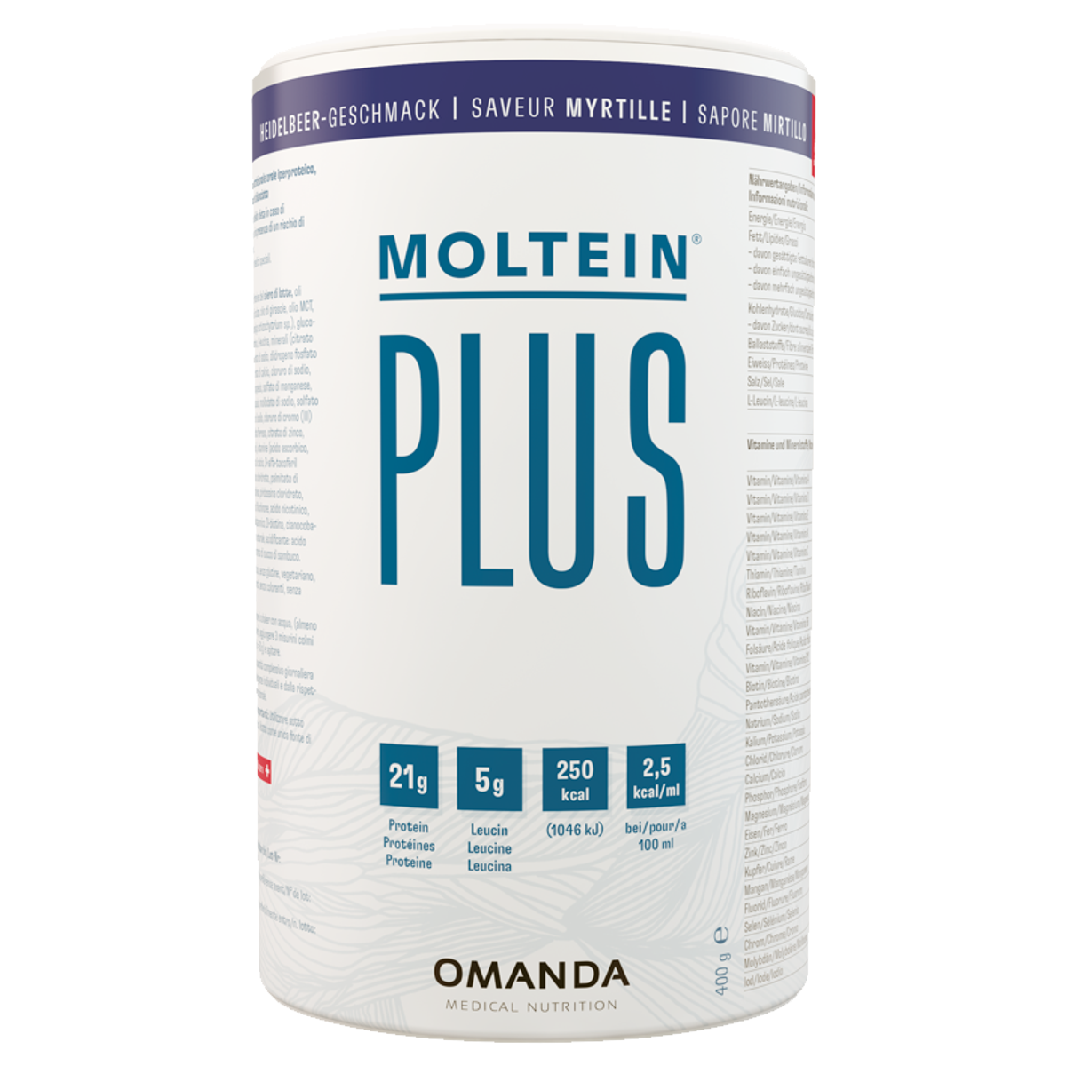 Moltein Plus 2.5 Heidelbeere Dose 400 g