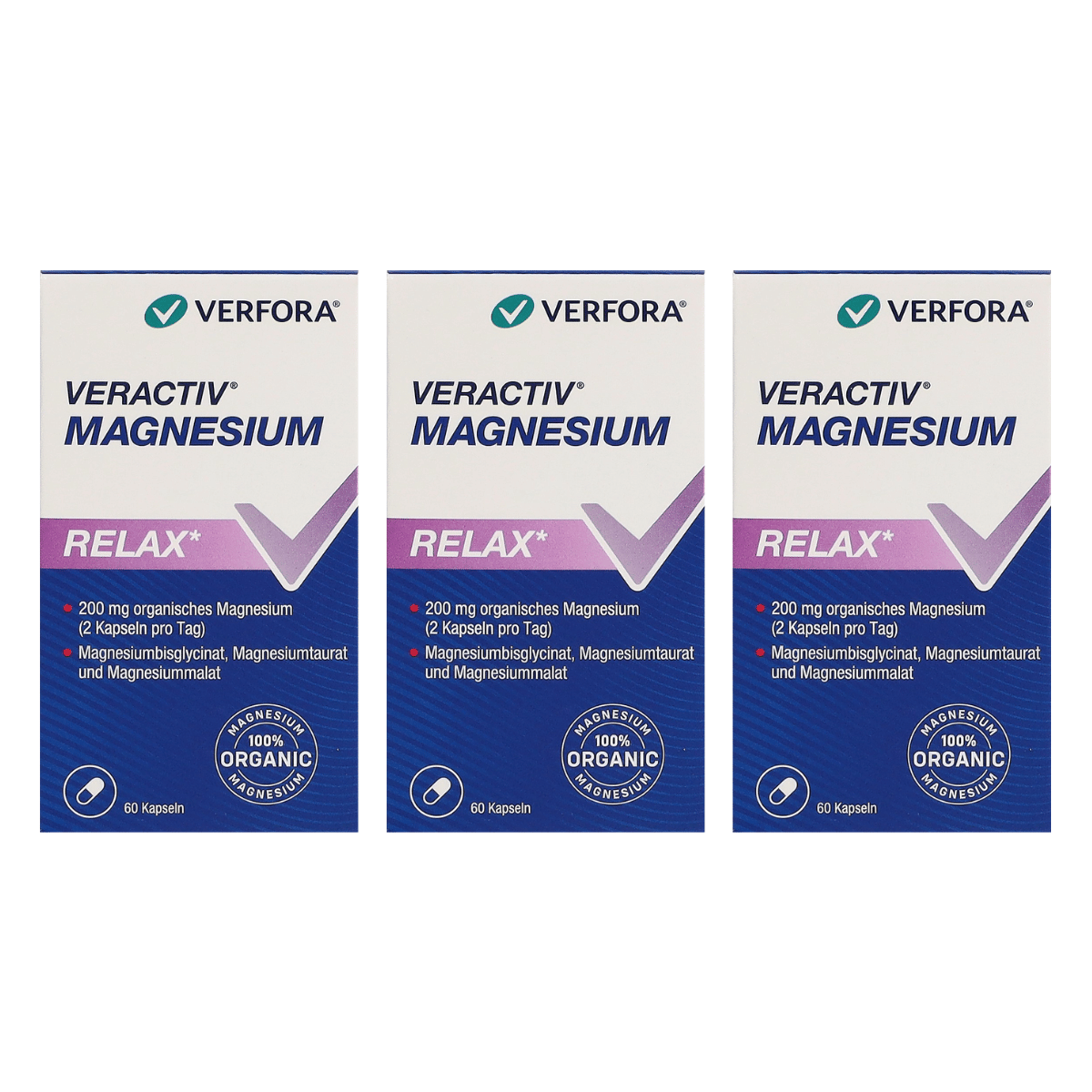 VERACTIV Capsules de magnésium Relax, 3x 60 pièces