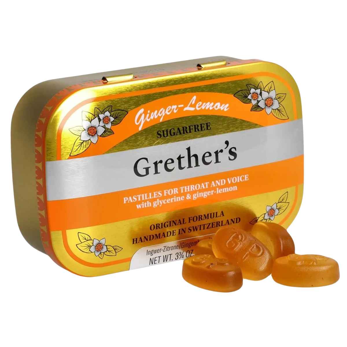 Grethers Ginger Lemon Pastillen ohne Zucker 110 g