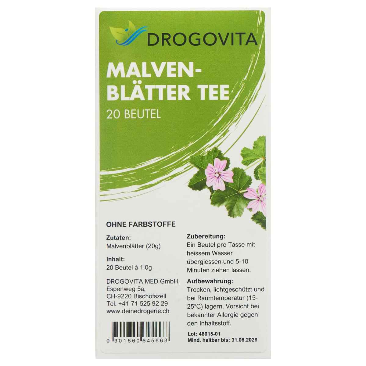 DROGOVITA Malvenblätter Tee Beutel 20 Stück DROGOVITA Malvenblätter Tee Beutel 20 Stück