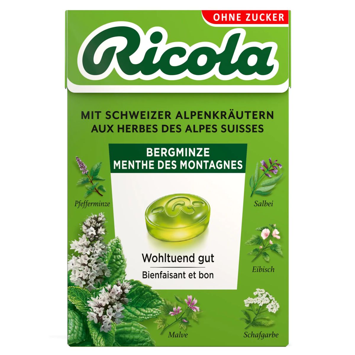 Ricola Bergminze Bonbons ohne Zucker Box 50 g Ricola Bergminze Bonbons ohne Zucker Box 50 g