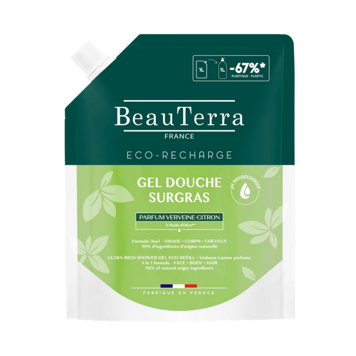 BeauTerra Duschgel reichhaltig Zitronenverbene 1000 ml Refill