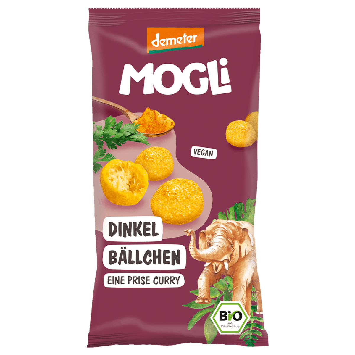 Mogli Dinkel Bällchen mild Bananen-Curry 40 g Mogli Dinkel Bällchen mild Bananen-Curry 40 g