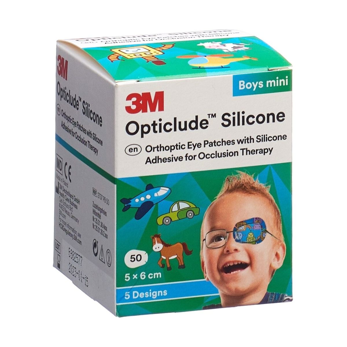3M OPTICLUDE Silicone Augenverband 5x6cm Mini Boys 50 Stück