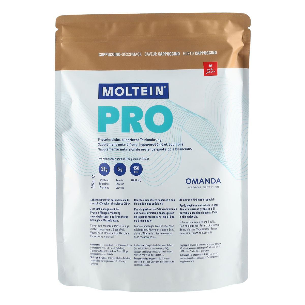 Moltein Pro 1.5 sachet de cappuccino 525 g