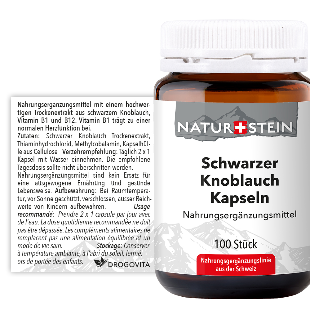 Naturstein Schwarzer Knoblauch Kapseln 100 Stück Naturstein Schwarzer Knoblauch Kapseln 100 Stück