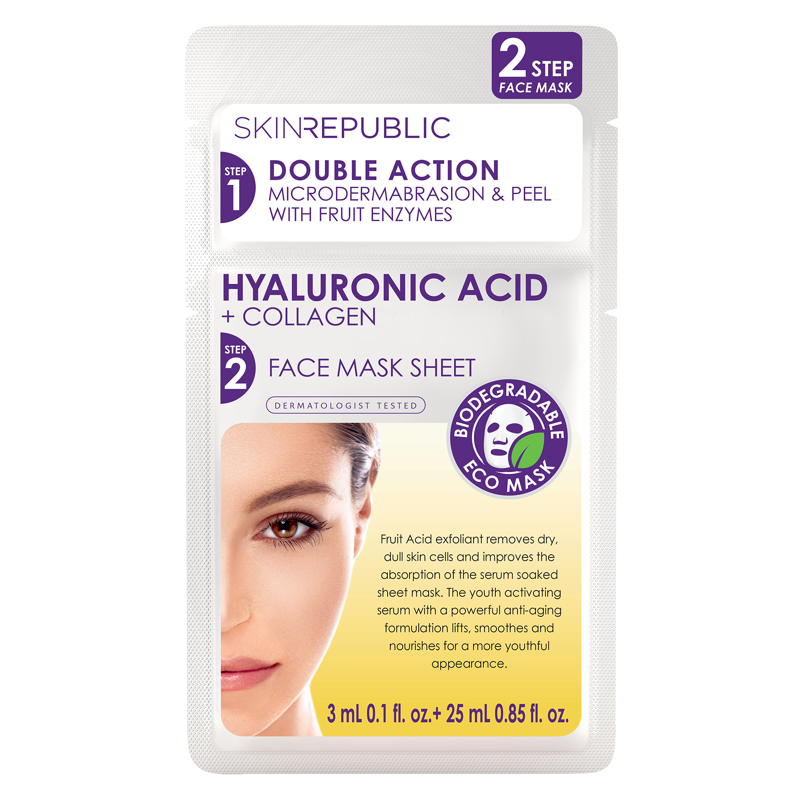 Skin Republic 2 Step Hyaluronic Acid + Collagen Mask 25 ml Skin Republic 2 Step Hyaluronic Acid + Collagen Mask 25 ml