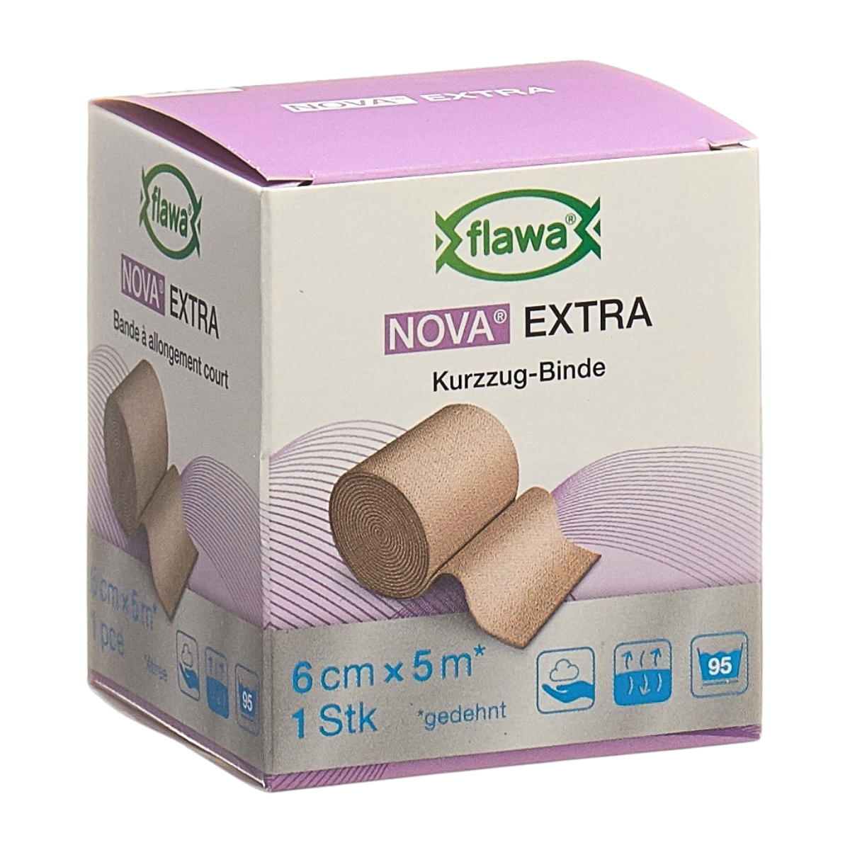 Flawa Nova Extra Kurzzugbinde 6 cm x 5 m hautfarbe