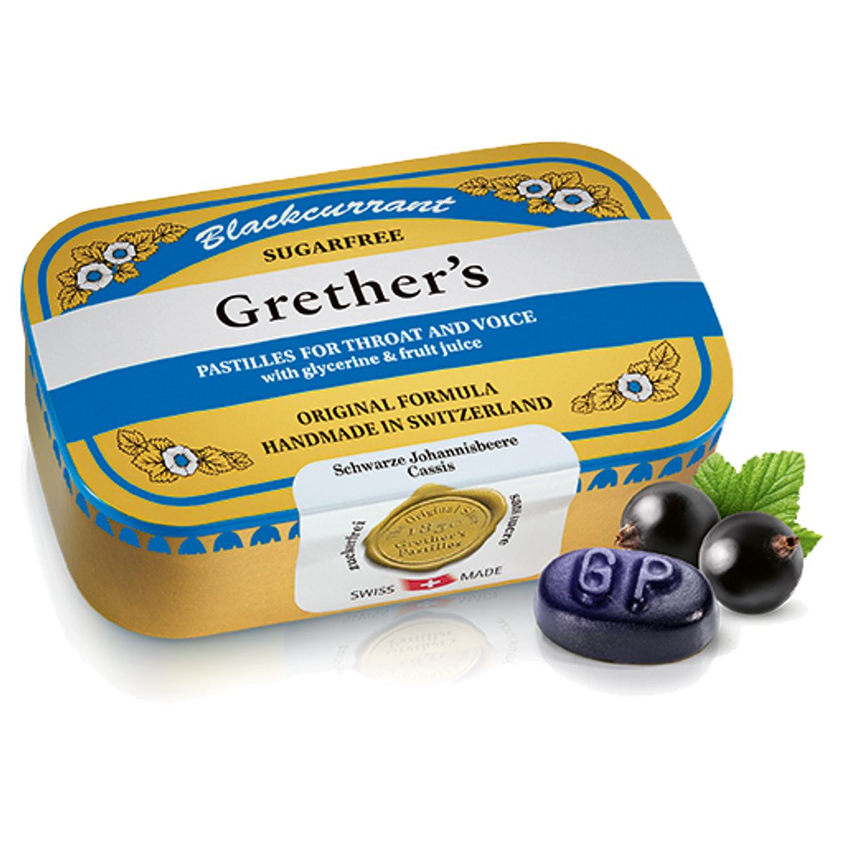 Grethers Blackcurrant Pastillen ohne Zucker 110 g Grethers Blackcurrant Pastillen ohne Zucker 110 g