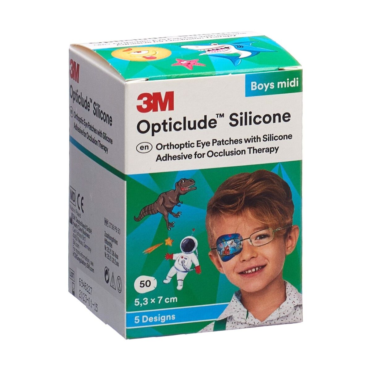 3M OPTICLUDE Silicone Augenverband 5.3x7cm Midi Boys 50 Stück