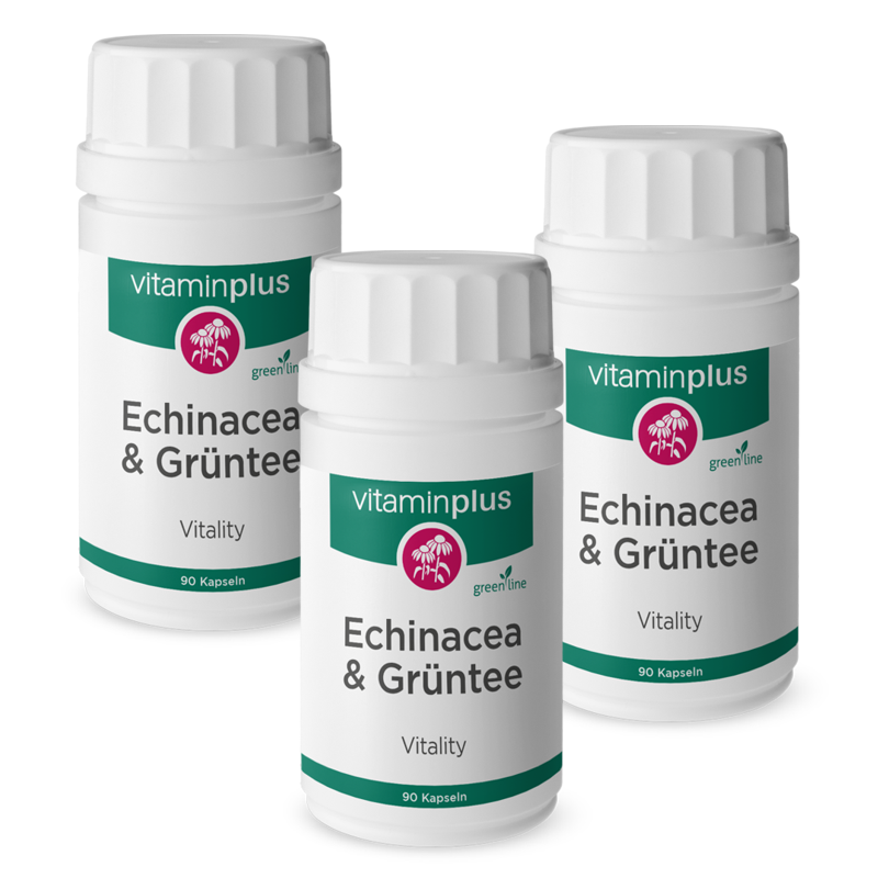Vitaminplus Echinacea & Grüntee Kapseln 3 x 90 Stück Vitaminplus Echinacea & Grüntee Kapseln 3 x 90 Stück