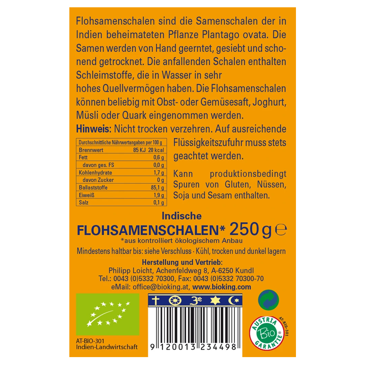 Bioking Flohsamenschalen Bio Beutel 250 g Bioking Flohsamenschalen Bio Beutel 250 g
