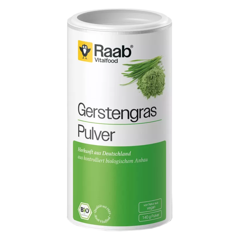 Raab Bio Gerstengras Pulver Dose 140 g Raab Bio Gerstengras Pulver Dose 140 g