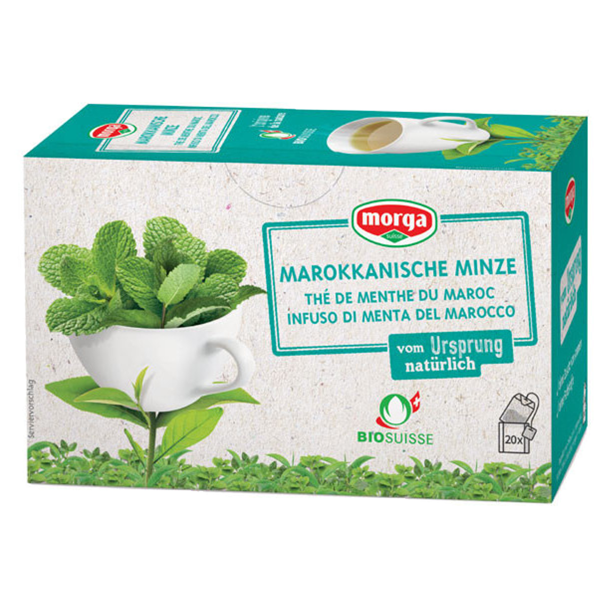 Morga Marokkominze Tee mit Hülle Bio Knospe 20 Stück Morga Marokkominze Tee mit Hülle Bio Knospe 20 Stück