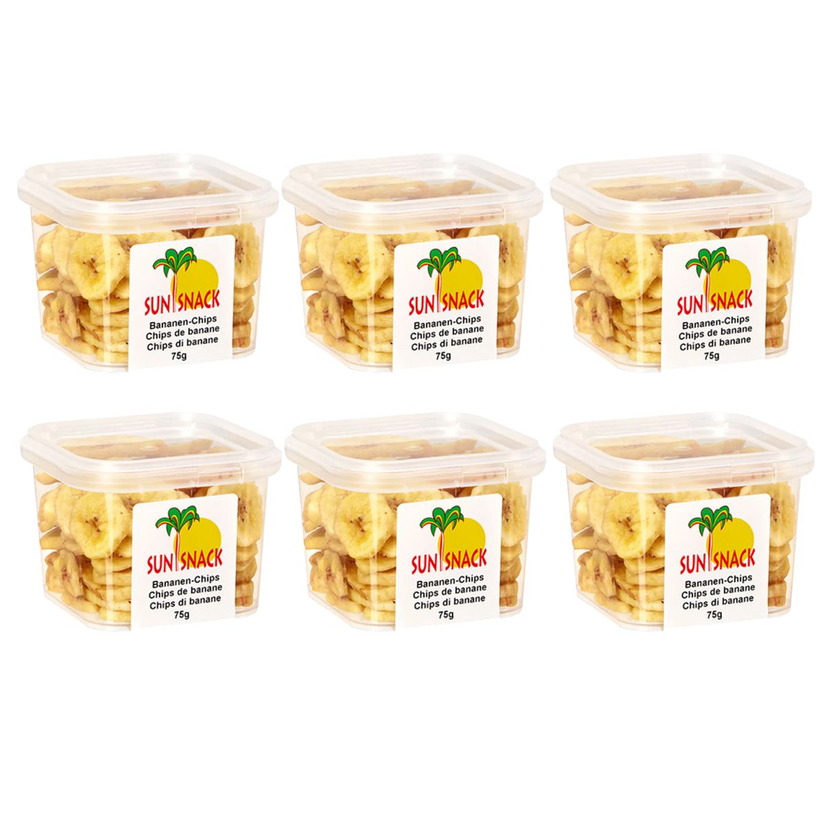 Sun Snack Bio Bananen Chips 6 Dosen 65 g Sun Snack Bio Bananen Chips 6 Dosen 65 g