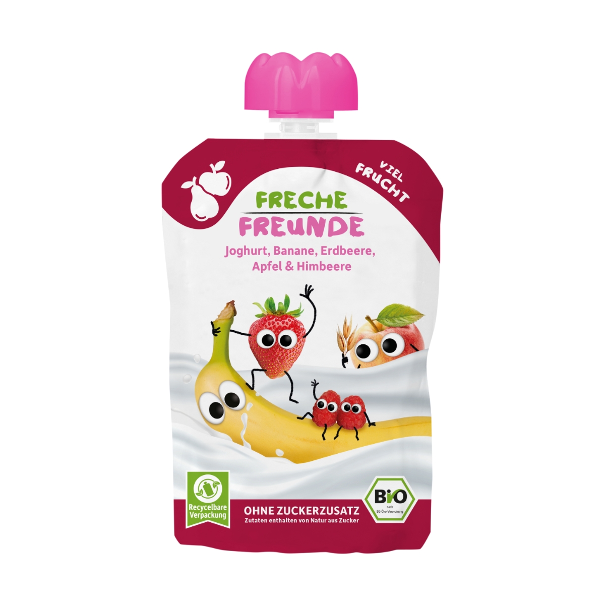Amis coquins Yaourt, banane, fraise, pomme & framboise 100 g Amis coquins Yaourt, banane, fraise, pomme & framboise 100 g