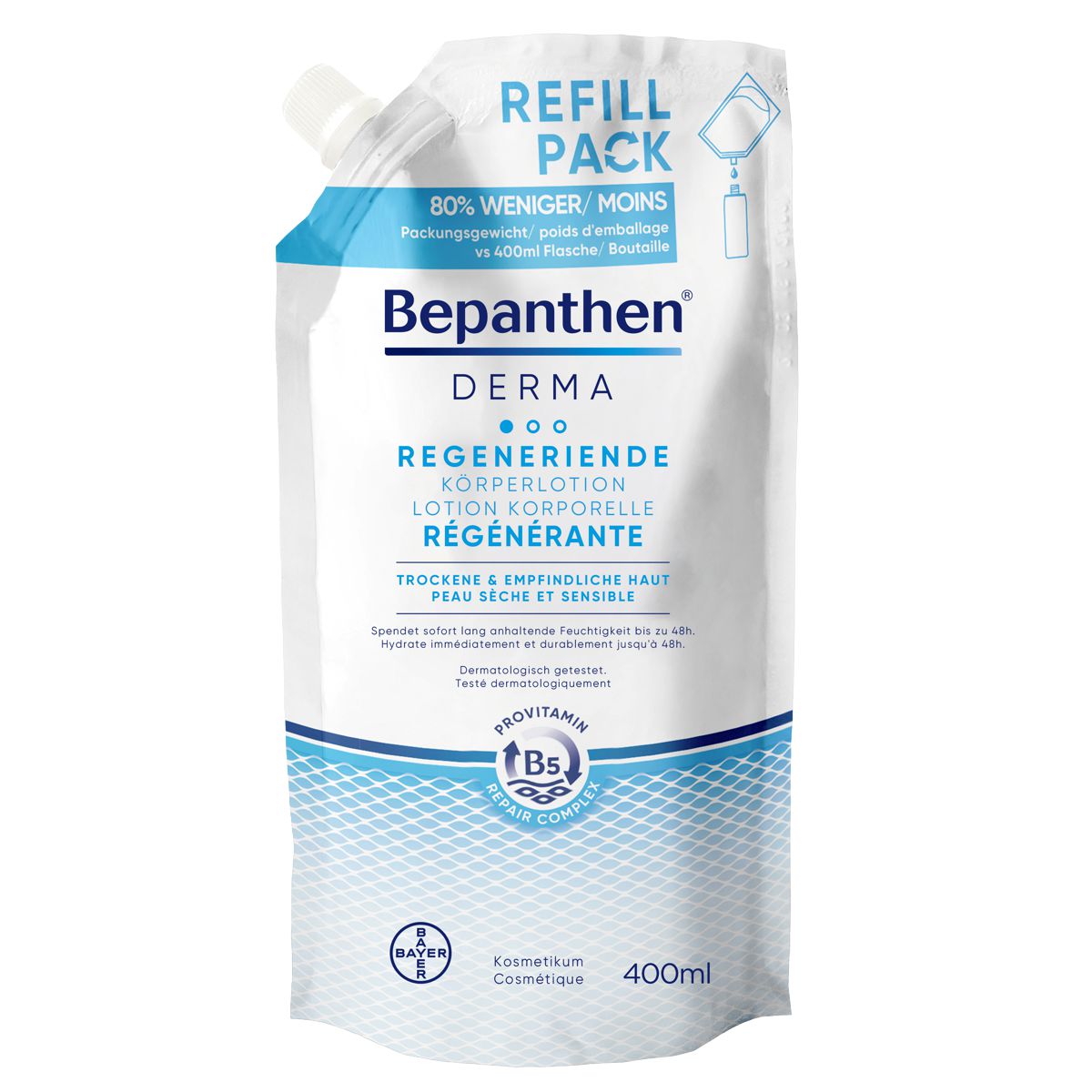 Bepanthen Derma regenerierende Körperlotion Nachfüllbeutel 400 ml Bepanthen Derma regenerierende Körperlotion Nachfüllbeutel 400 ml