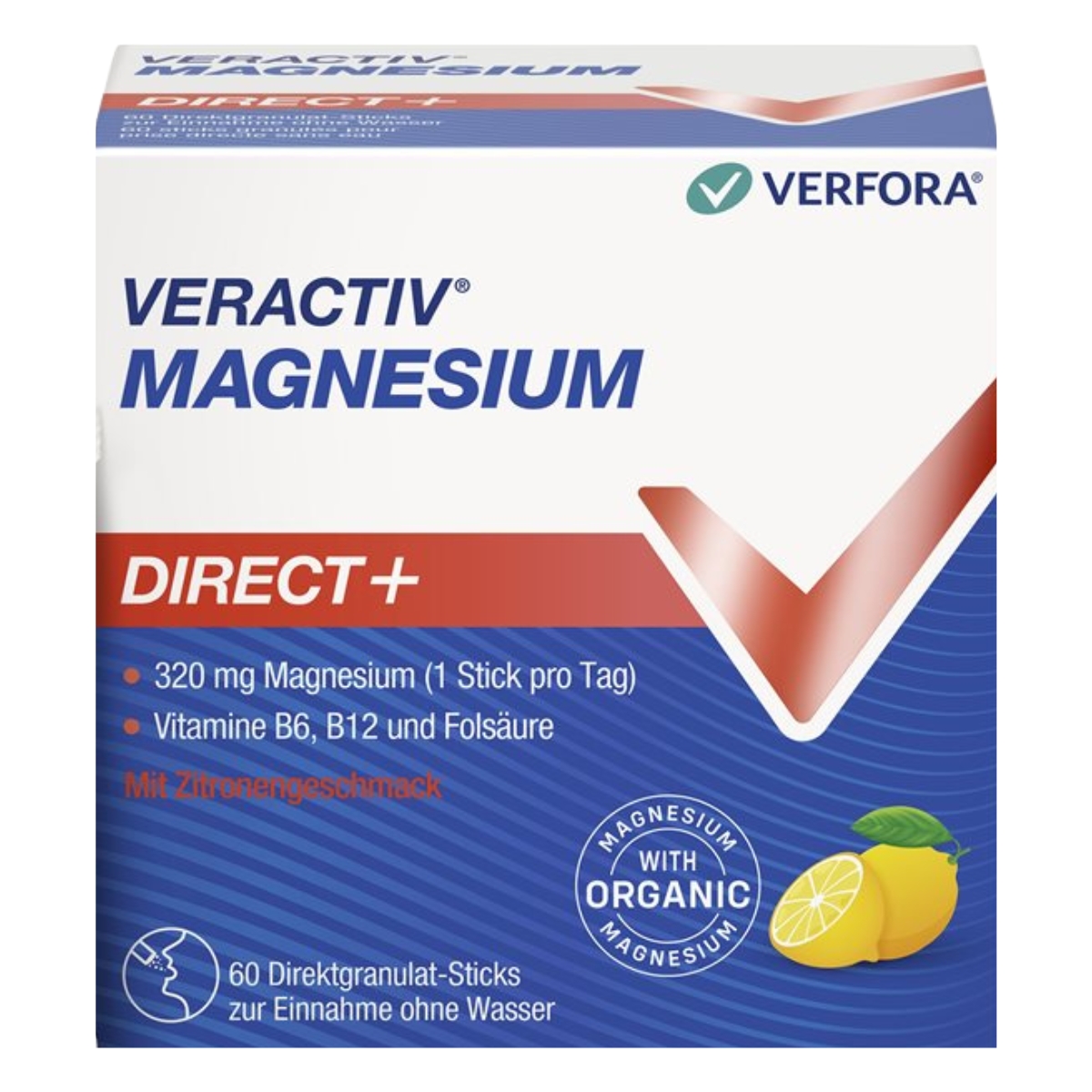 Veractiv Magnesium Direct+ Stick 60 Stück Zitrone