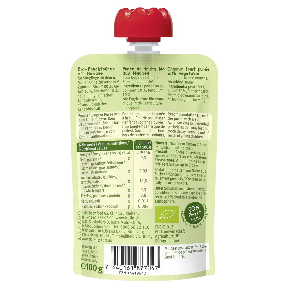 Holle Fennel Frog Pouchy Birne Apfel Fenchel 6x 100 g Holle Fennel Frog Pouchy Birne Apfel Fenchel 6x 100 g