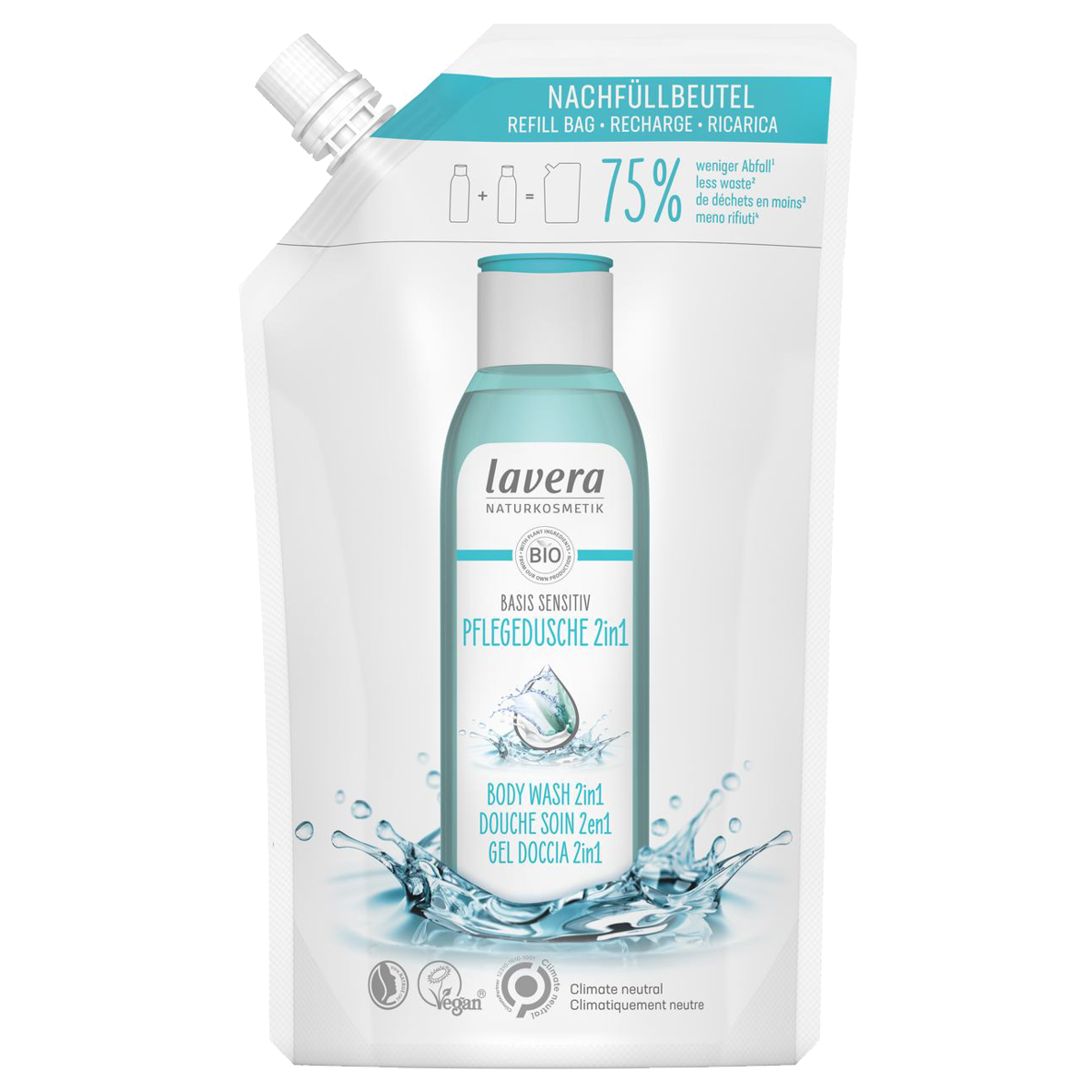 Lavera Pflegedusche Basis Sensitiv 2in1 Nachfüllbeutel 500 ml