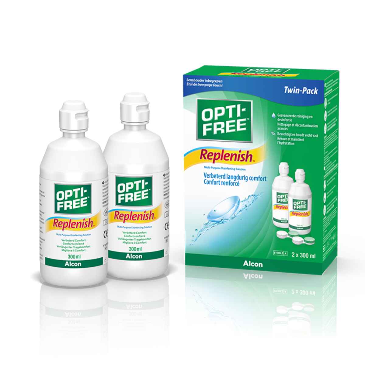 Opti Free Replenish solution désinfectante flacon 2 x 300 ml