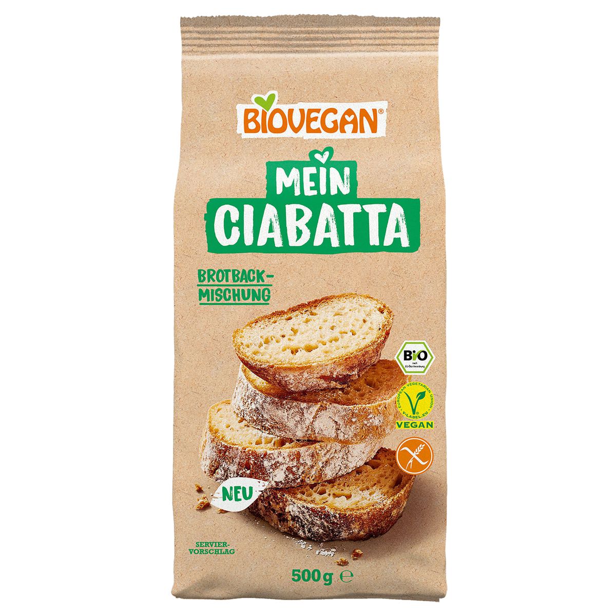 Biovegan Mein Ciabatta Brotbackmischung vegan 500 g Biovegan Mein Ciabatta Brotbackmischung vegan 500 g