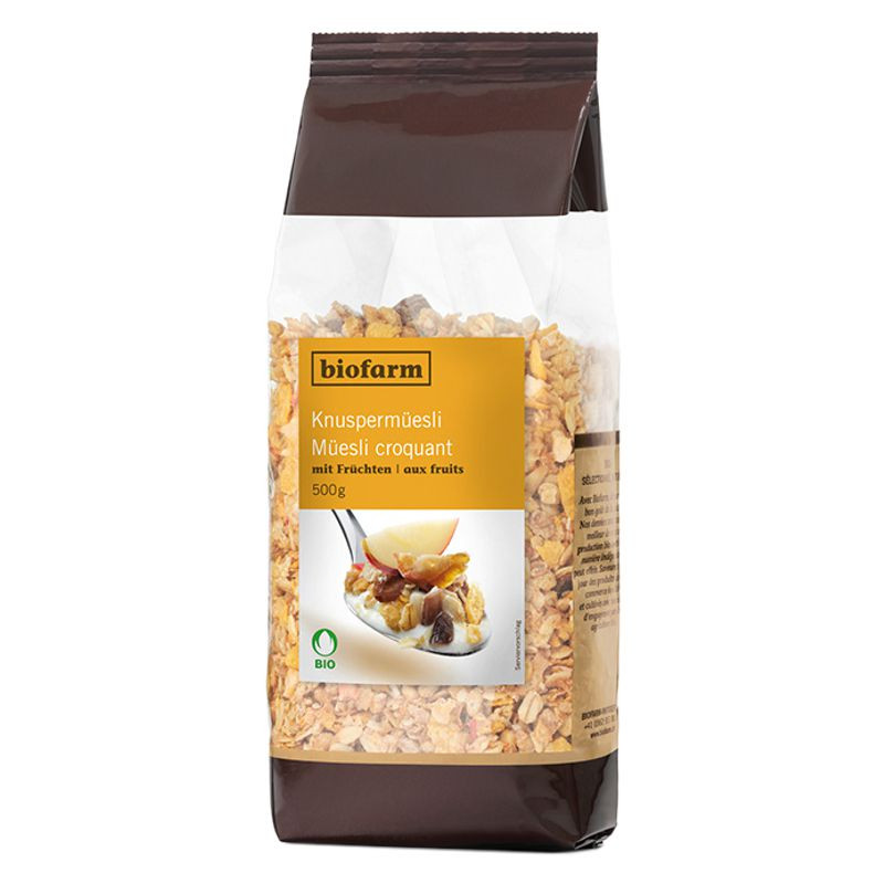 Biofarm Früchte Knusper Müesli Knospe Beutel 500 g Biofarm Früchte Knusper Müesli Knospe Beutel 500 g