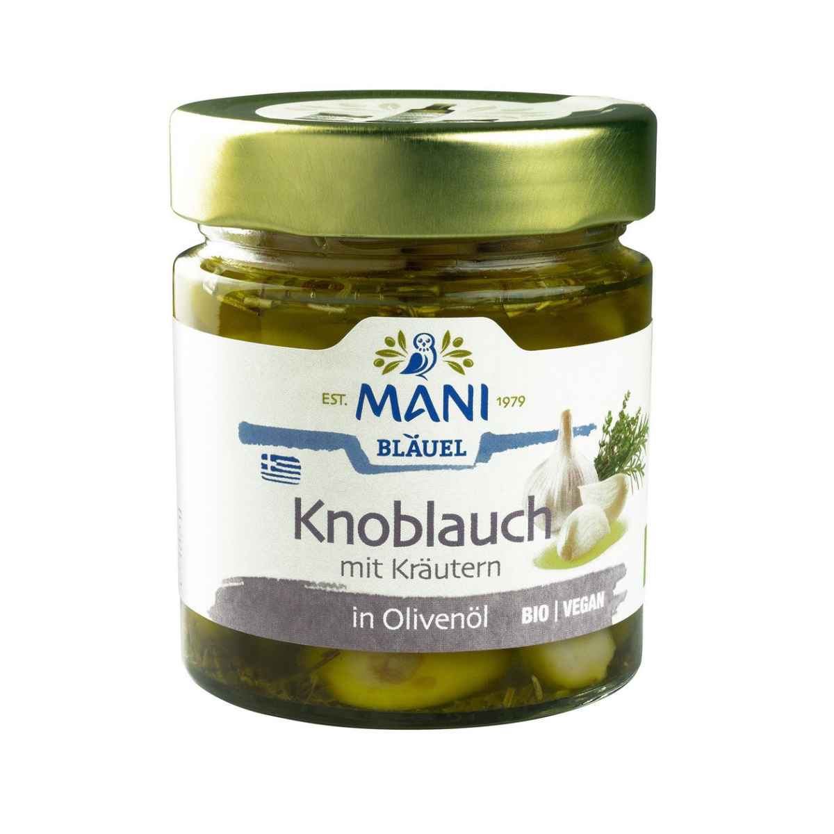 MANI Knoblauch in Olivenöl mit Kräutern bio 185 g