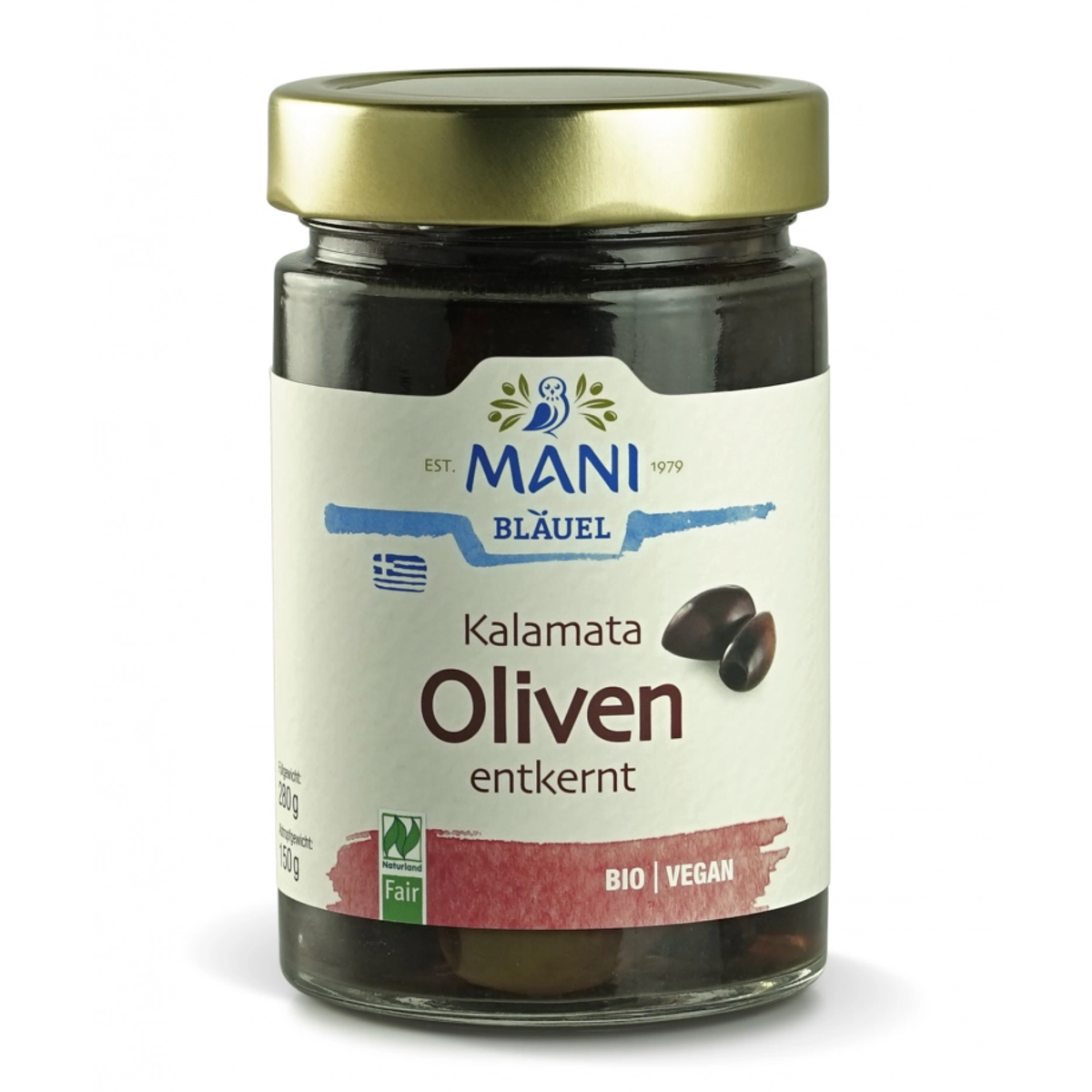 MANI Kalamata Oliven in Lake entkernt 280 g MANI Kalamata Oliven in Lake entkernt 280 g