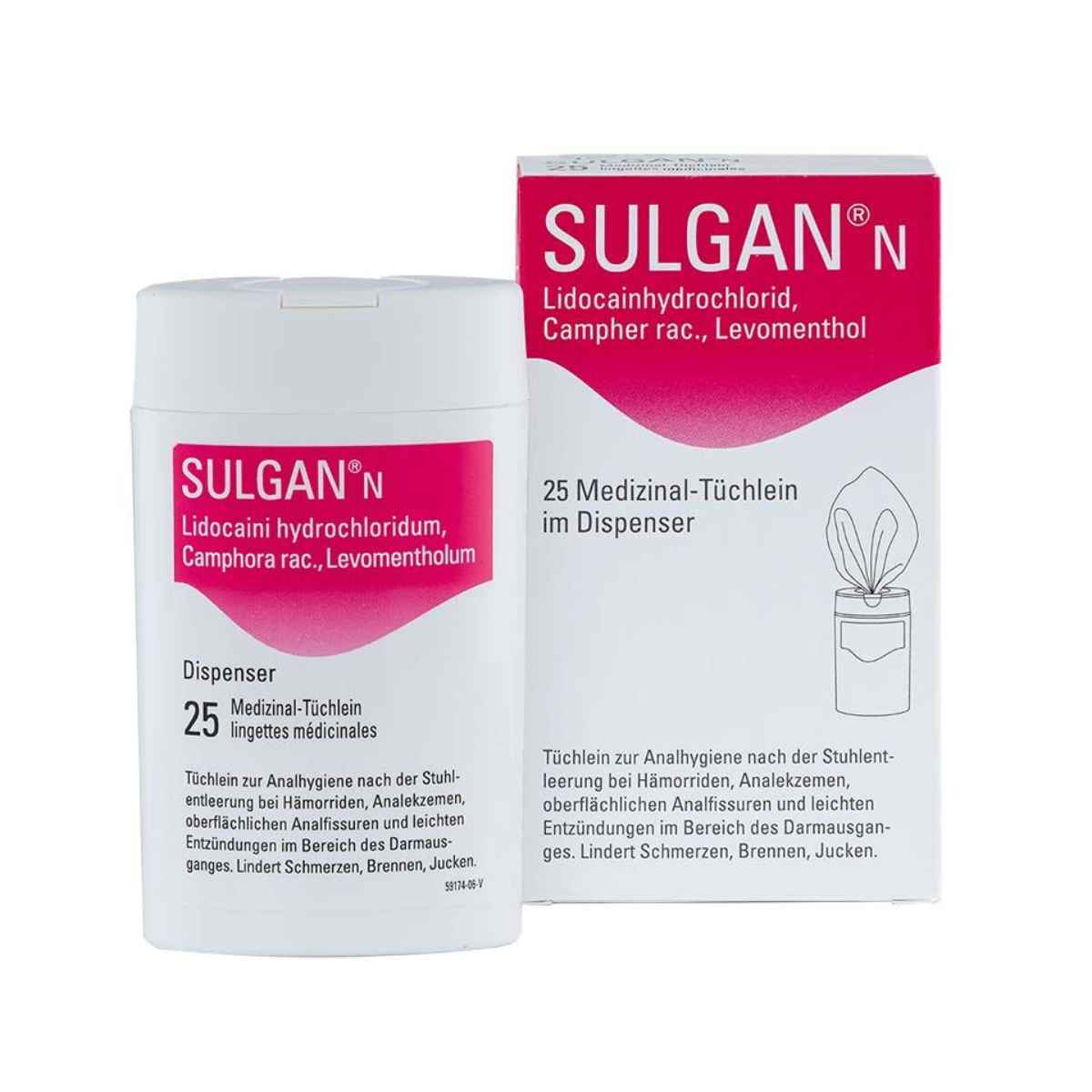 SULGAN-N Lingettes médicales en distributeur 25 pièces SULGAN-N Lingettes médicales en distributeur 25 pièces