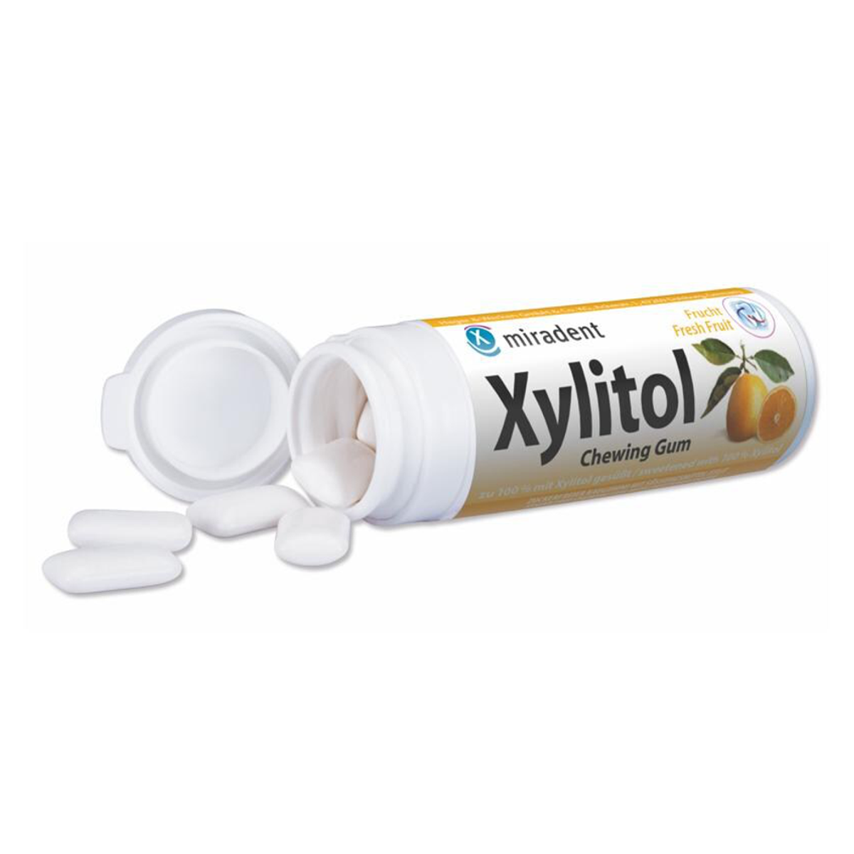 MIRADENT Xylitol Kaugummi Frucht Dose 30 Stück MIRADENT Xylitol Kaugummi Frucht Dose 30 Stück