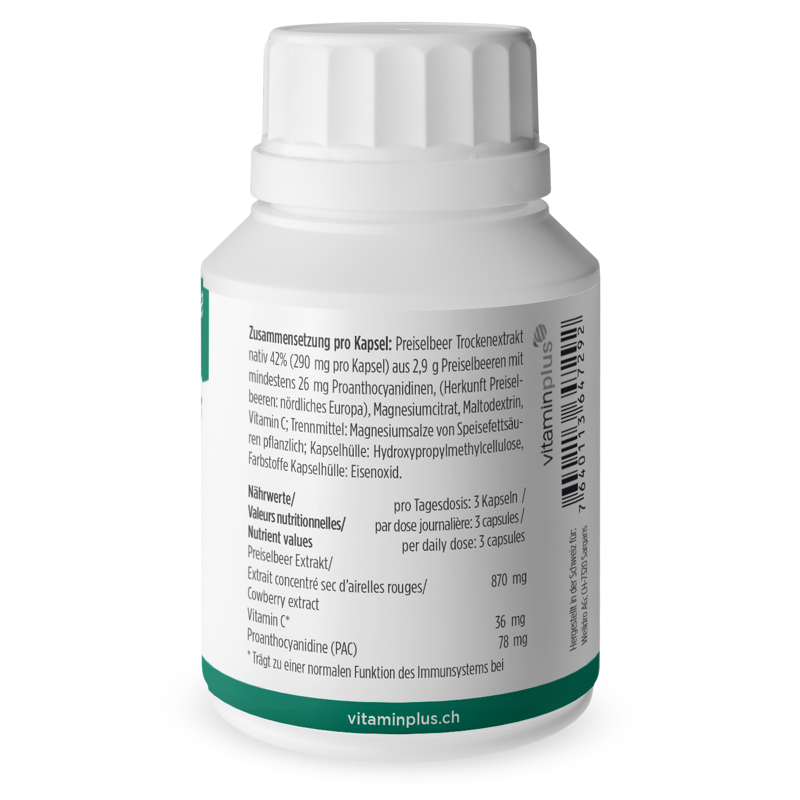 Vitaminplus Preiselbeerextrakt Kapseln 120 Stück Vitaminplus Preiselbeerextrakt Kapseln 120 Stück