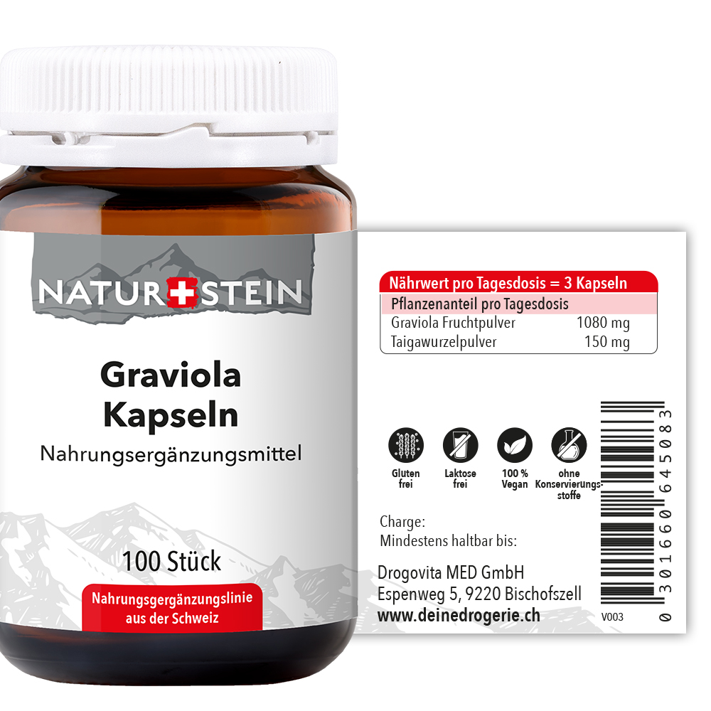 Naturstein Graviola Kapseln 100 Stück Naturstein Graviola Kapseln 100 Stück