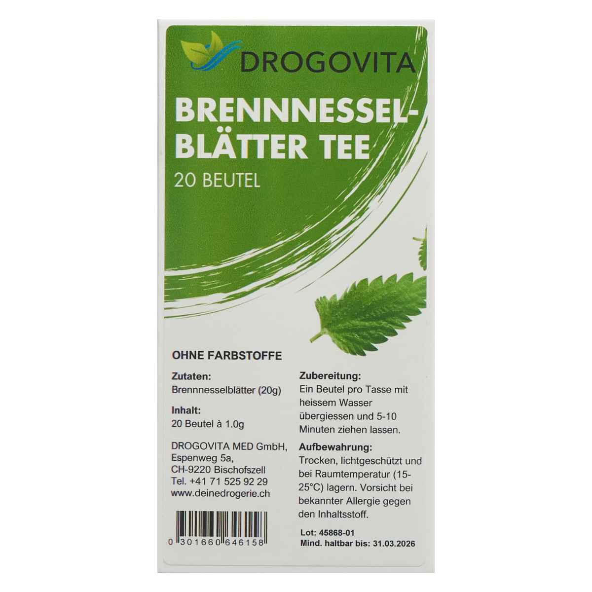 DROGOVITA Brennnessel Tee Beutel 20 Stück DROGOVITA Brennnessel Tee Beutel 20 Stück