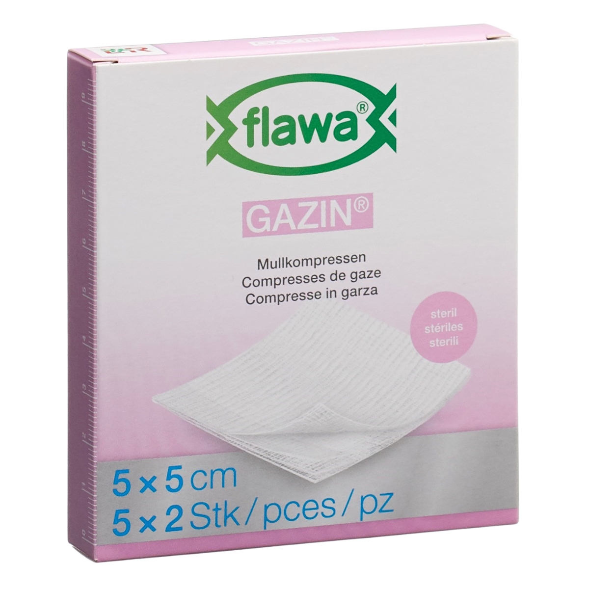 Image of Flawa Gazin Mullkompres 5x5cm steril 5 x 2 Stück