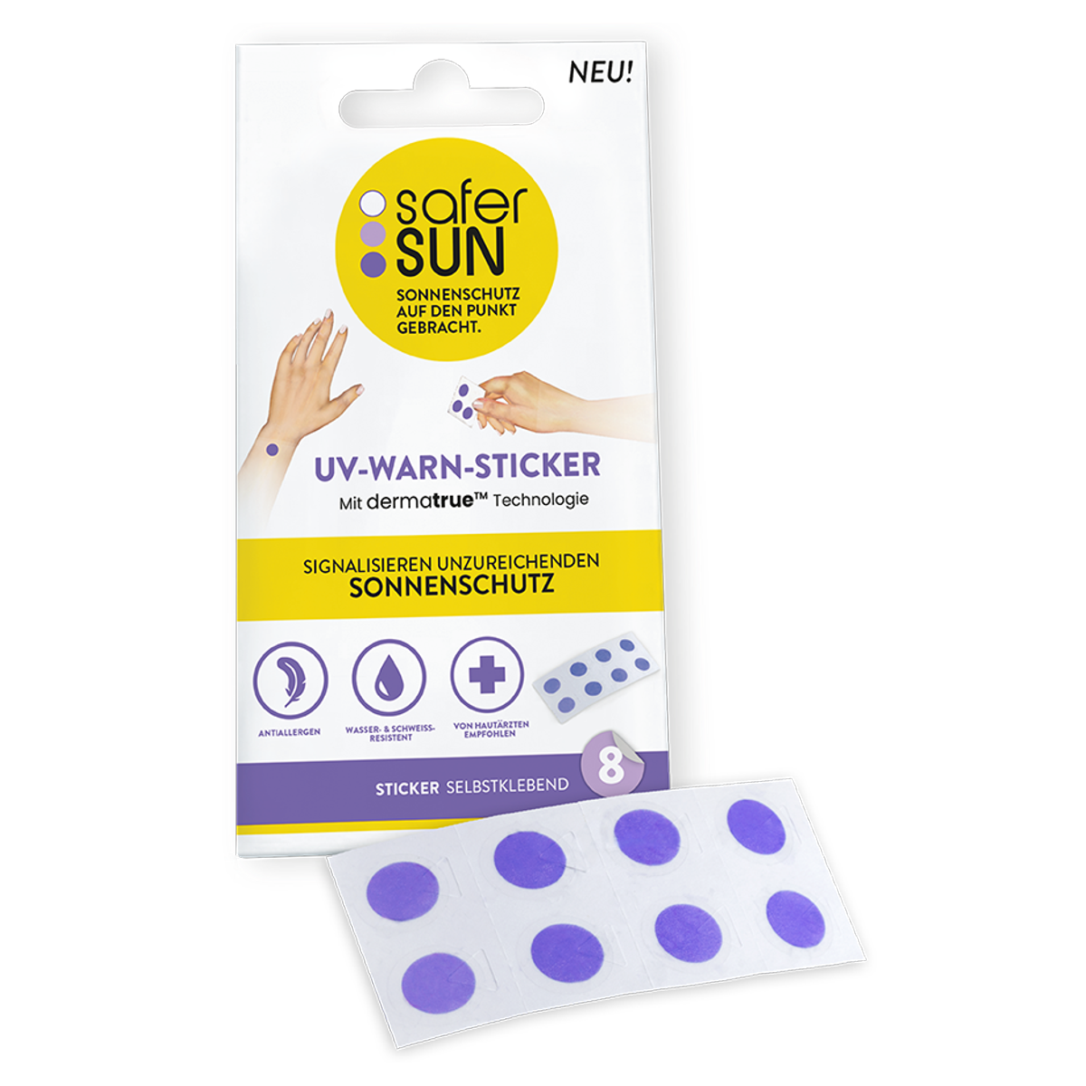 Safersun UV-Warn-Sticker - Sonnenschutz auf den Punkt gebracht