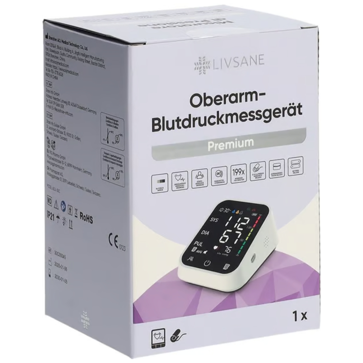 Livsane Oberarm-Blutdruckmessgerät Premium