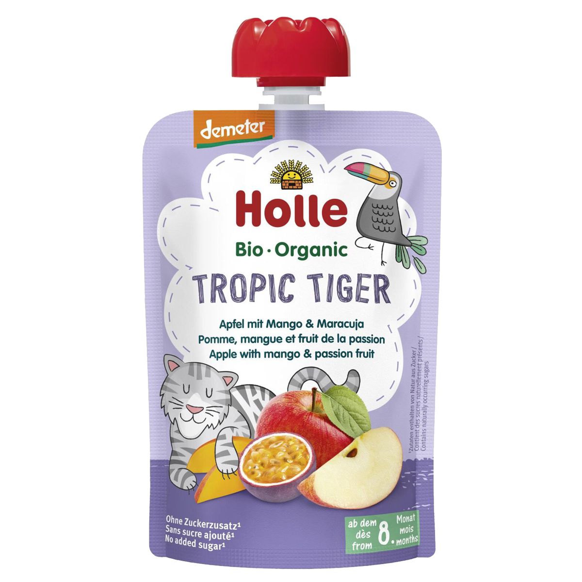 Holle Tropic Tiger Pouchy Apfel Mango Maracuja 6x 100 g Holle Tropic Tiger Pouchy Apfel Mango Maracuja 6x 100 g