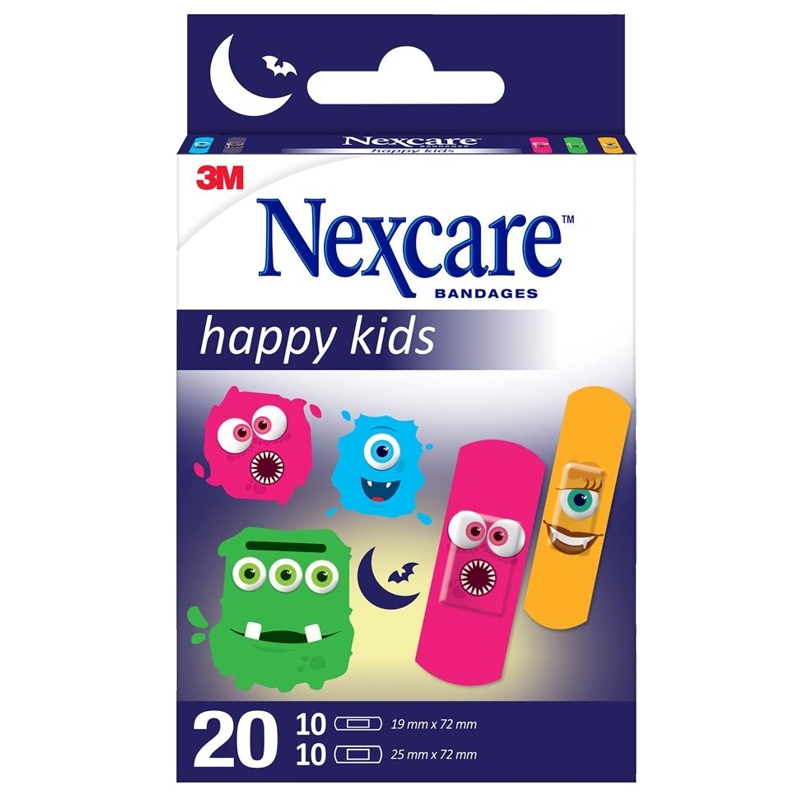 3M NEXCARE Kinderpflaster Happy Kids Monsters 20 Stück