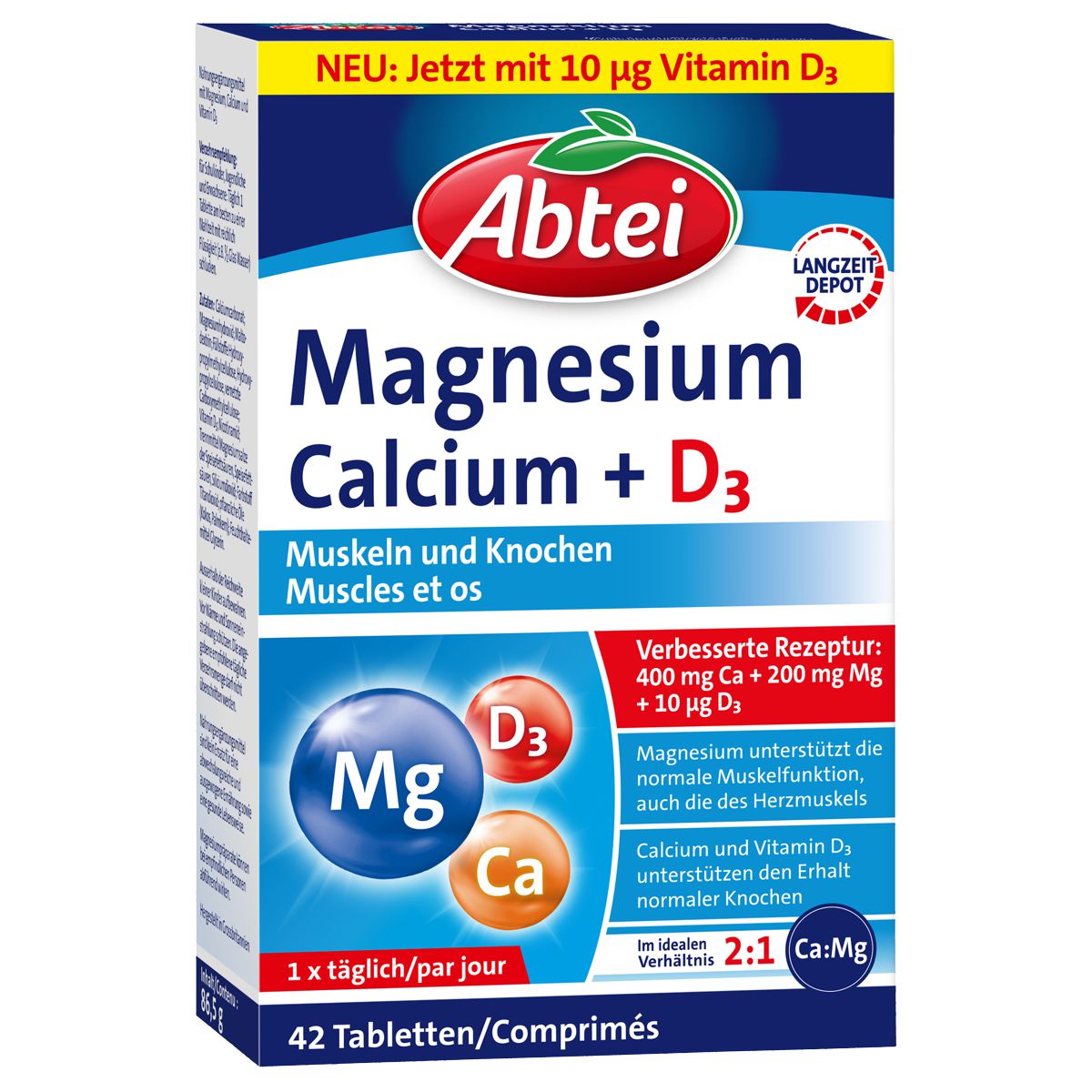 Abtei Magnesium + Calcium + D3 + K2 Tabletten 42 Stück Abtei Magnesium + Calcium + D3 + K2 Tabletten 42 Stück