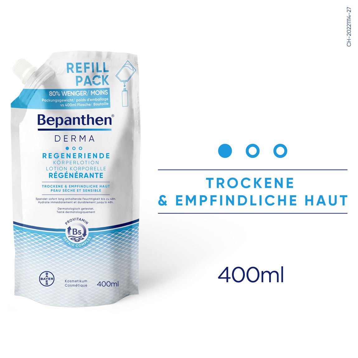 Bepanthen Derma regenerierende Körperlotion Nachfüllbeutel 400 ml Bepanthen Derma regenerierende Körperlotion Nachfüllbeutel 400 ml