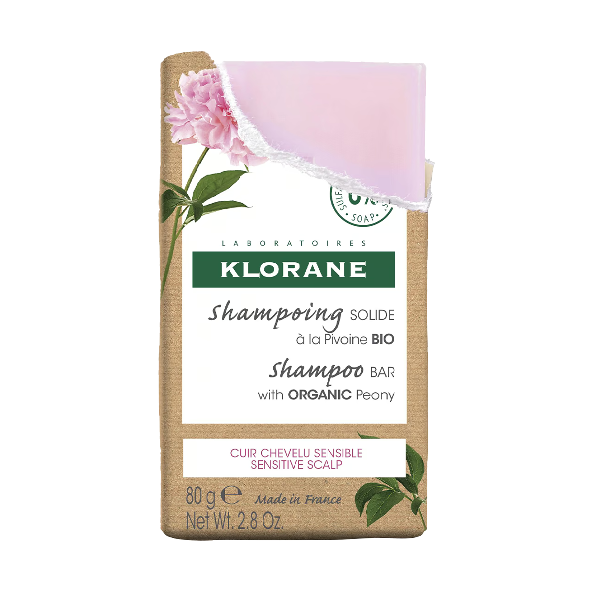 Klorane Shampoo-Bar Pfingstrose Bio 80 g